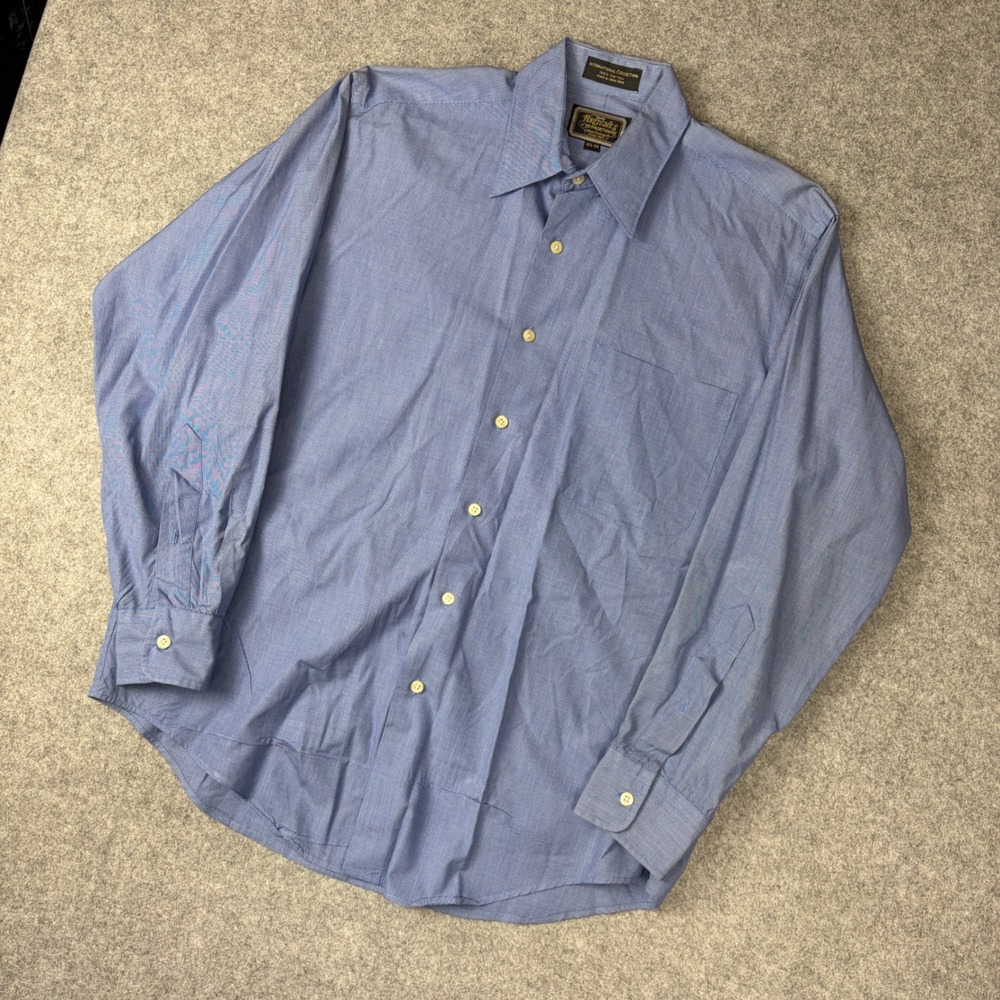 Britches of Georgetowne Mens Blue Cotton Button Down Dress Shirt 15.5 34 L